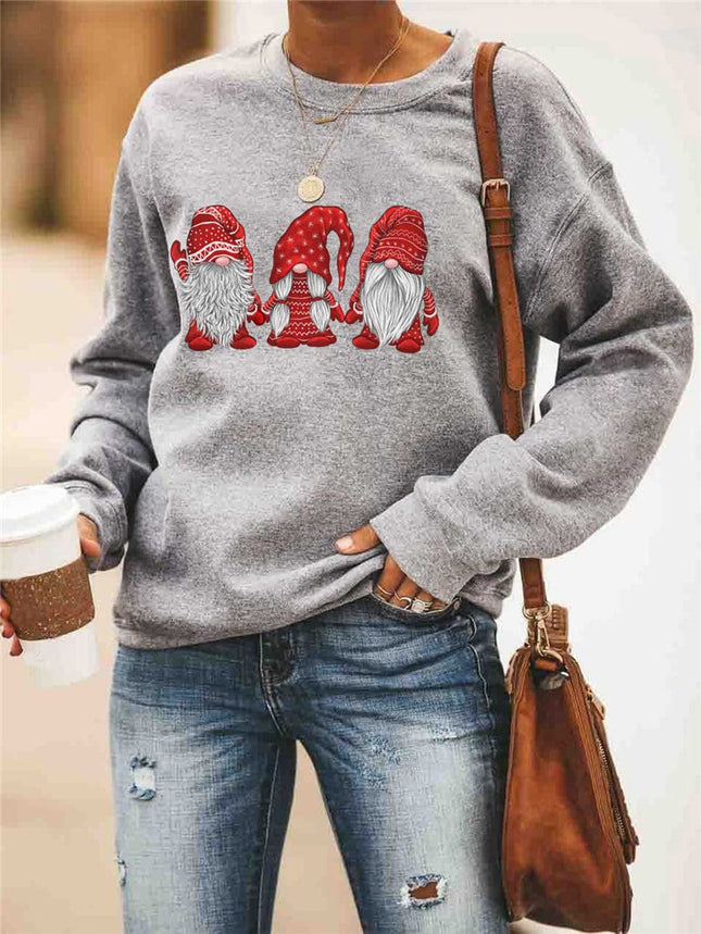 Women's Oversize Grey Pullover with Santa Printed - Wnkrs