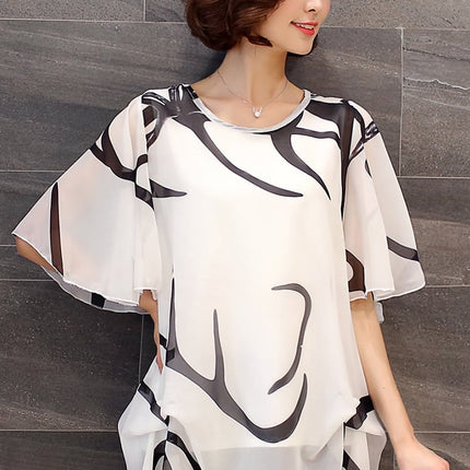 Women's Abstract Print Chiffon Blouse - Wnkrs