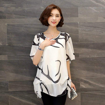 Women's Abstract Print Chiffon Blouse - Wnkrs