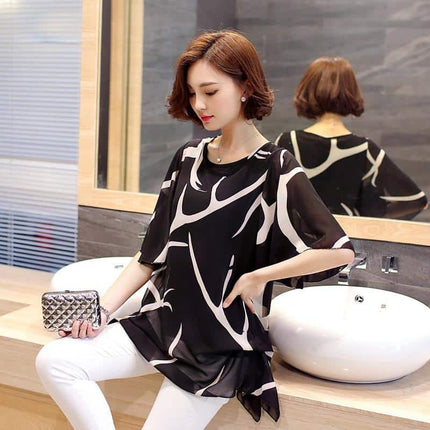 Women's Abstract Print Chiffon Blouse - Wnkrs