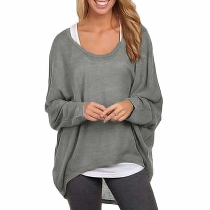 Women's Casual Oversize Loose Batwing Long Sleeve Shirt - Wnkrs