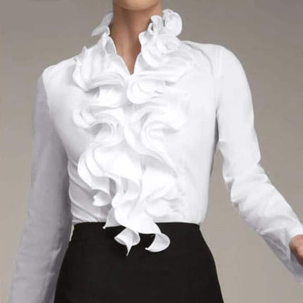 Office Women's Black / White Ruffled Blouse - Wnkrs