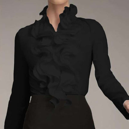 Office Women's Black / White Ruffled Blouse - Wnkrs