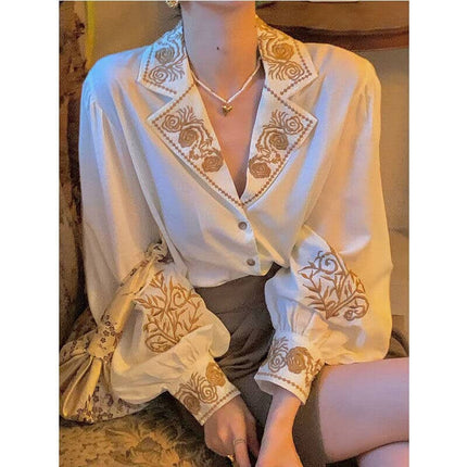 Women's Golden Embroidery Shirt - Wnkrs