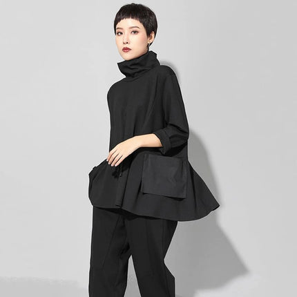 Women's Black Turtleneck Shirt - Wnkrs