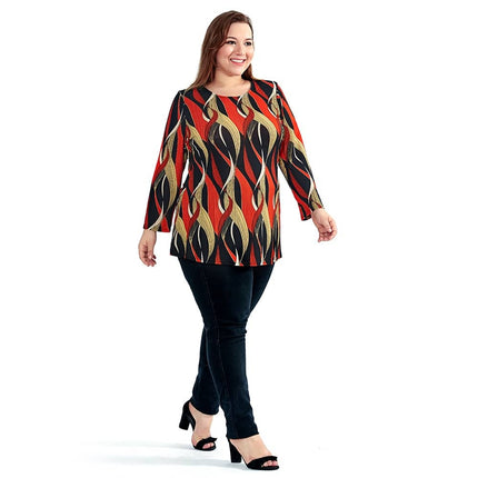 Women's Bohemian Orange Plus Size Loose Top - Wnkrs