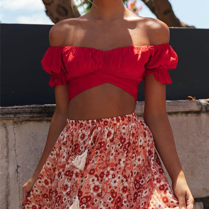 Women's Crop Top with Puff Sleeves - Wnkrs