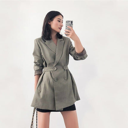 Women's Loose Fit Green Blazer - Wnkrs