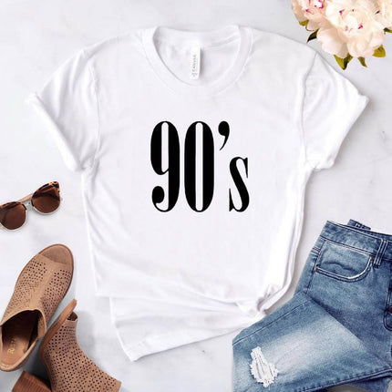 90's Letter Printed Party Women's T-Shirt - wnkrs