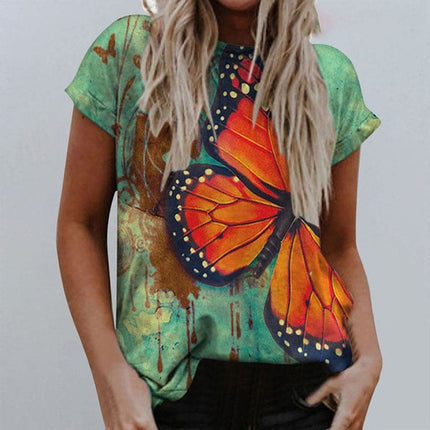 Women's Summer Butterfly Printed Blouse - Wnkrs