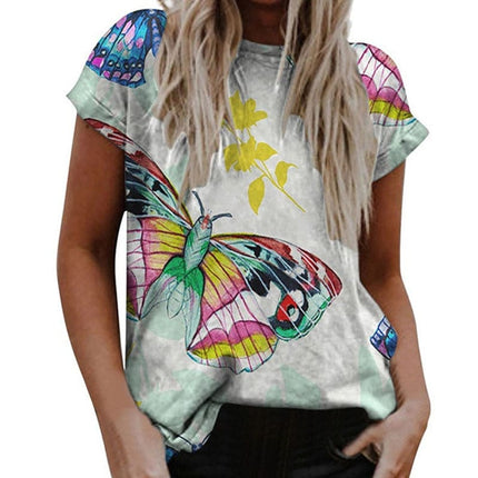 Women's Summer Butterfly Printed Blouse - Wnkrs