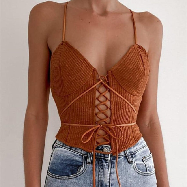 Women's Elegant Ribbed Sleeveless Crop Top - Wnkrs