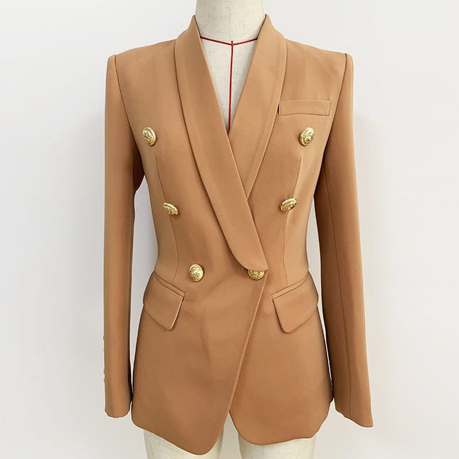 Beige Women's Blazer with Gold Buttons - Wnkrs