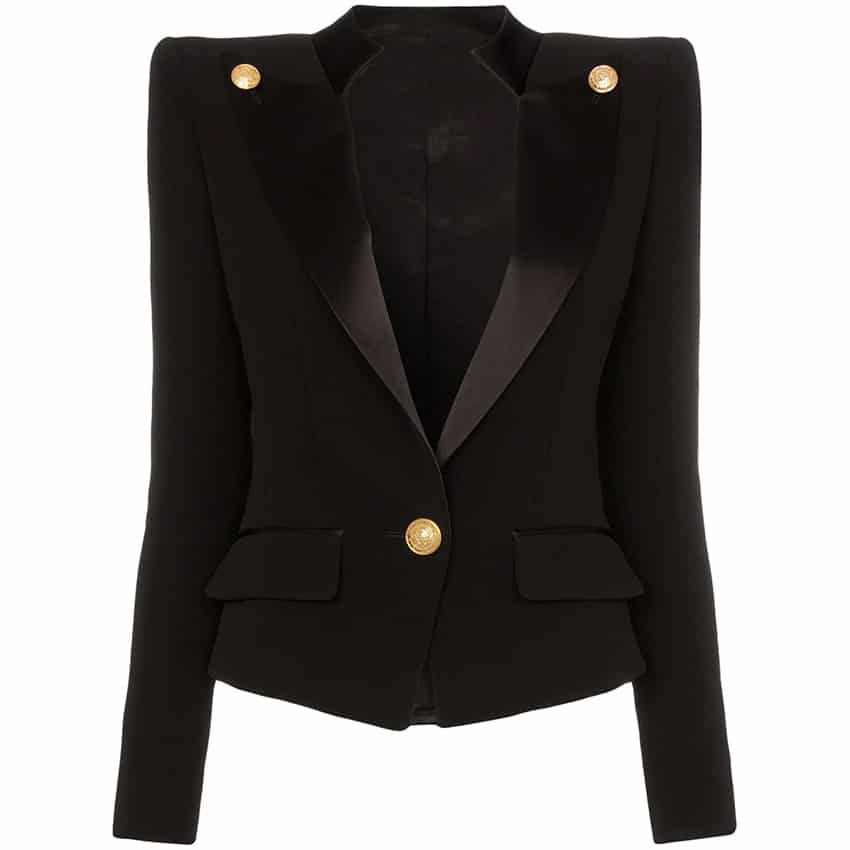 Black and White Women's Jacket with Collar