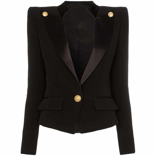 Black and White Women's Jacket with Collar - Wnkrs