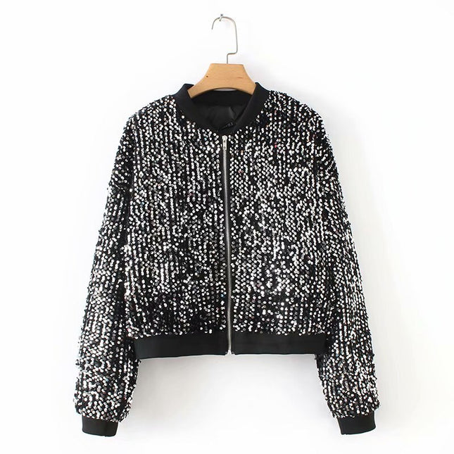 Bomber Jacket with Sequin Details - Wnkrs