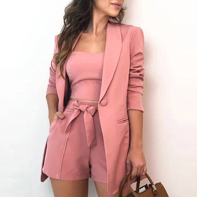 Women's Top, Blazer and Shorts 3 Pcs Set - Wnkrs