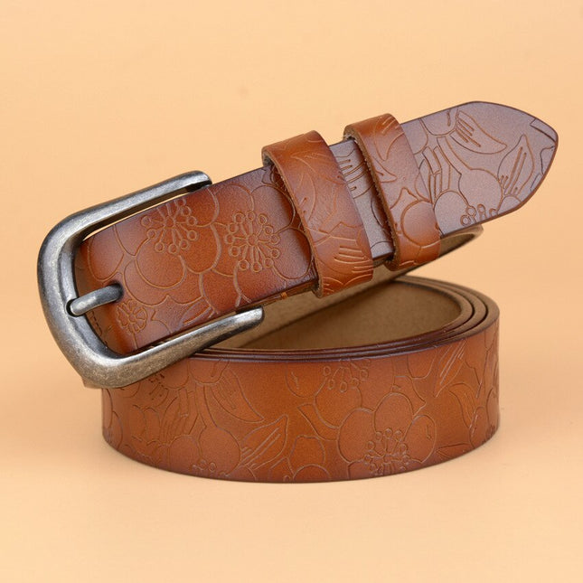 Vintage Floral Genuine Leather Women's Belt - Wnkrs