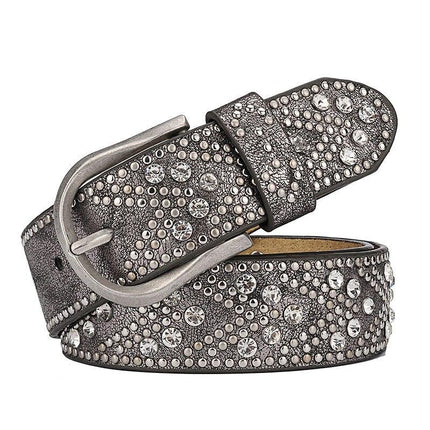 Women's Riveted Crystal Patterned Belt - Wnkrs