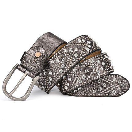 Women's Riveted Crystal Patterned Belt - Wnkrs