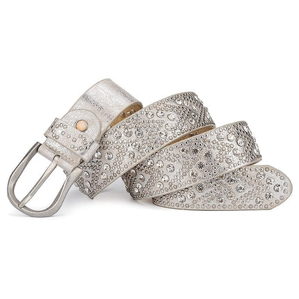 Women's Riveted Crystal Patterned Belt - Wnkrs