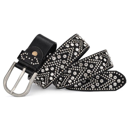 Women's Riveted Crystal Patterned Belt - Wnkrs