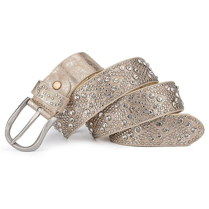 Women's Riveted Crystal Patterned Belt - Wnkrs