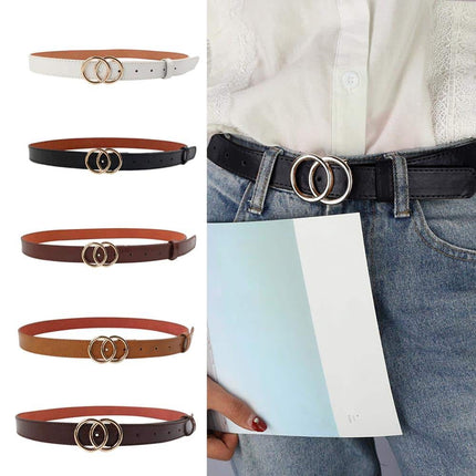 Vintage Leather Double Ring Buckle Belt - Wnkrs