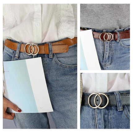 Vintage Leather Double Ring Buckle Belt - Wnkrs