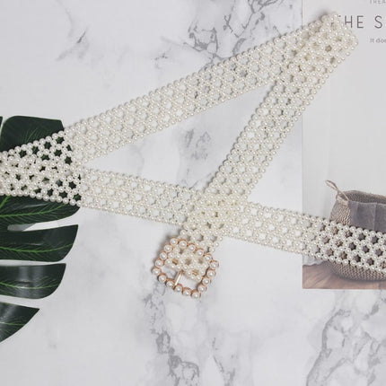 Women's Long Wide Belt with Pearls - Wnkrs