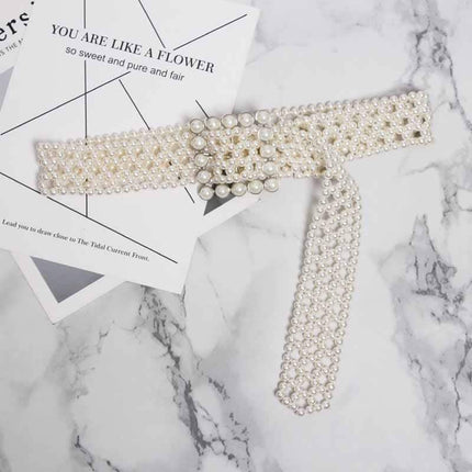 Women's Long Wide Belt with Pearls - Wnkrs