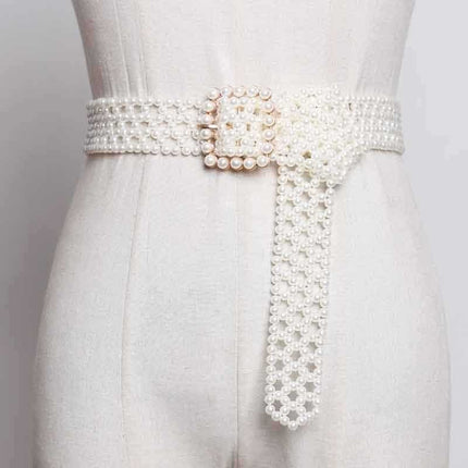 Women's Long Wide Belt with Pearls - Wnkrs