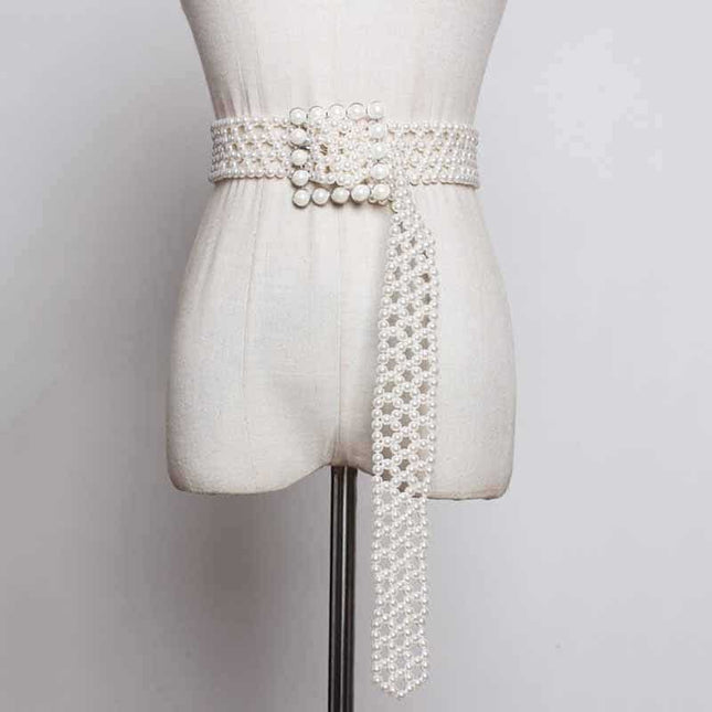 Women's Long Wide Belt with Pearls - Wnkrs