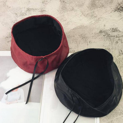 90s Retro Style Leather Women's Beret Hat - wnkrs
