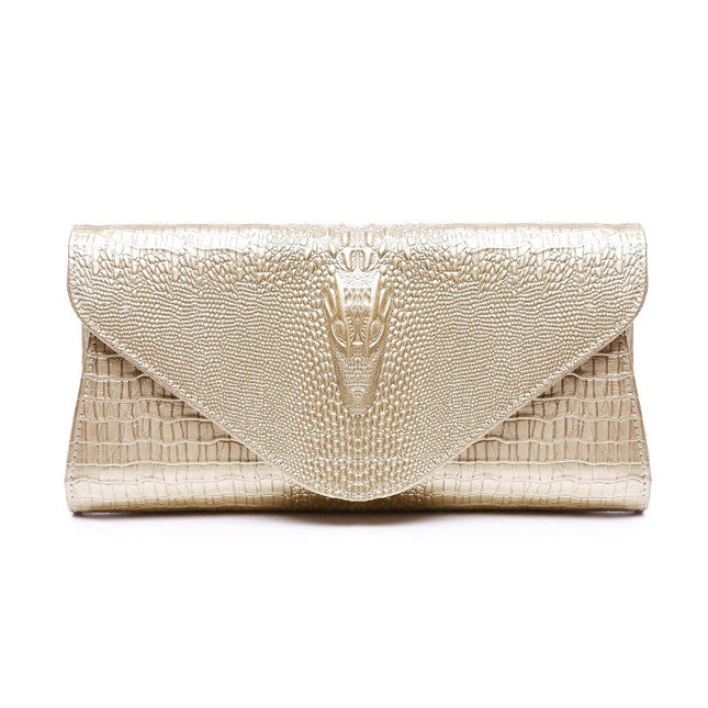 Crocodile Patterned Cow Leather Women's Clutch Bag - Wnkrs