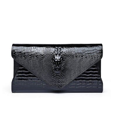 Crocodile Patterned Cow Leather Women's Clutch Bag - Wnkrs