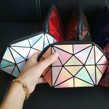 Geometric Style Holographic Mosaic Cosmetic Bag - Wnkrs