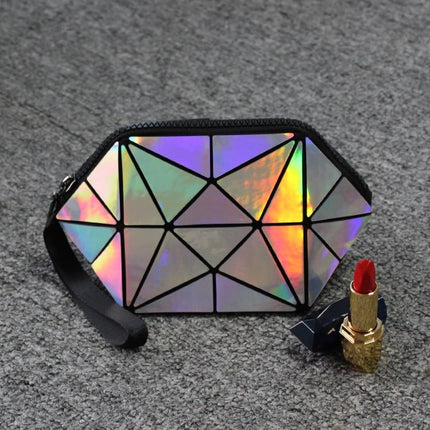 Geometric Style Holographic Mosaic Cosmetic Bag - Wnkrs