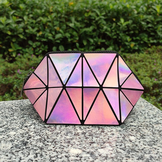 Geometric Style Holographic Mosaic Cosmetic Bag - Wnkrs