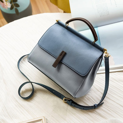 Women's Leather Crossbody Bag with Colorful Strap - Wnkrs