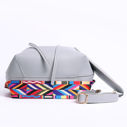 Women's PU Leather Bucket Bag With Colorful Strap - Wnkrs