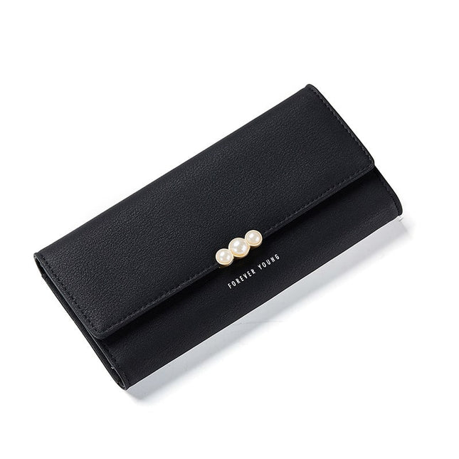 Women's Pearl Buckle Leather Wallet - Wnkrs