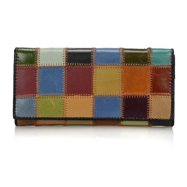 Women's Patchwork Leather Wallet - Wnkrs