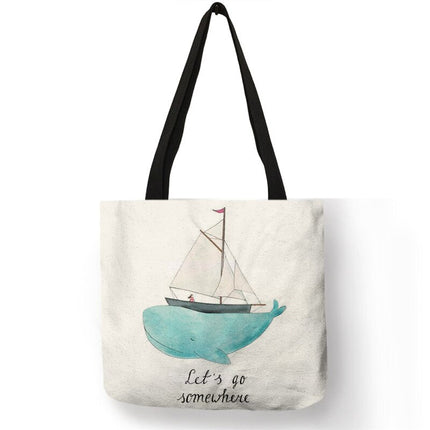 Whale Print Tote Bag - Wnkrs