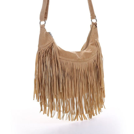 Women's Bohemian Crossbody Bag with Decorative Tassels - Wnkrs