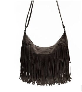 Women's Bohemian Crossbody Bag with Decorative Tassels - Wnkrs