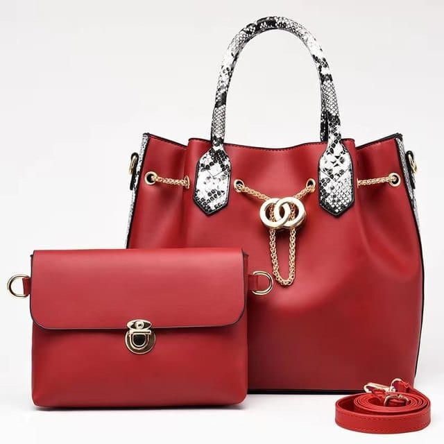 Women's Metal Chain Leather Bag Set - Wnkrs