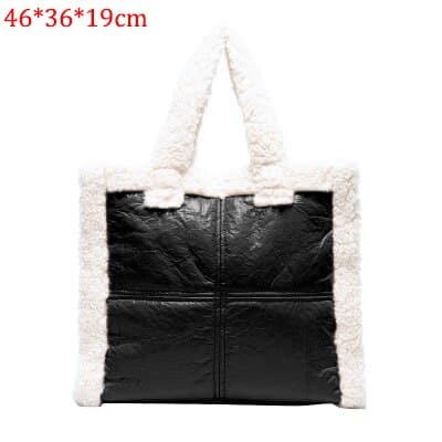 Lambswool PU Patchwork Large Tote Bag - Wnkrs