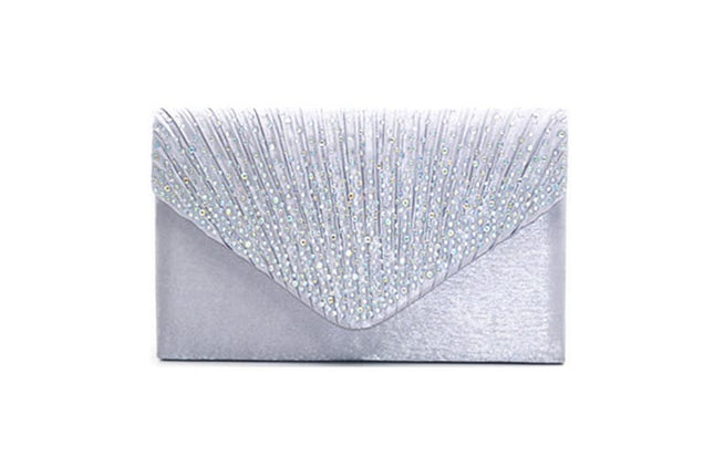 Fashion Satin Evening Bags for Women - Luxury Diamond and Chain Embellished Bag - Wnkrs