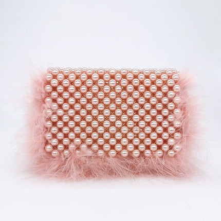 Women's Elegant Faux Fur Pearl Evening Clutch Bag - Wnkrs